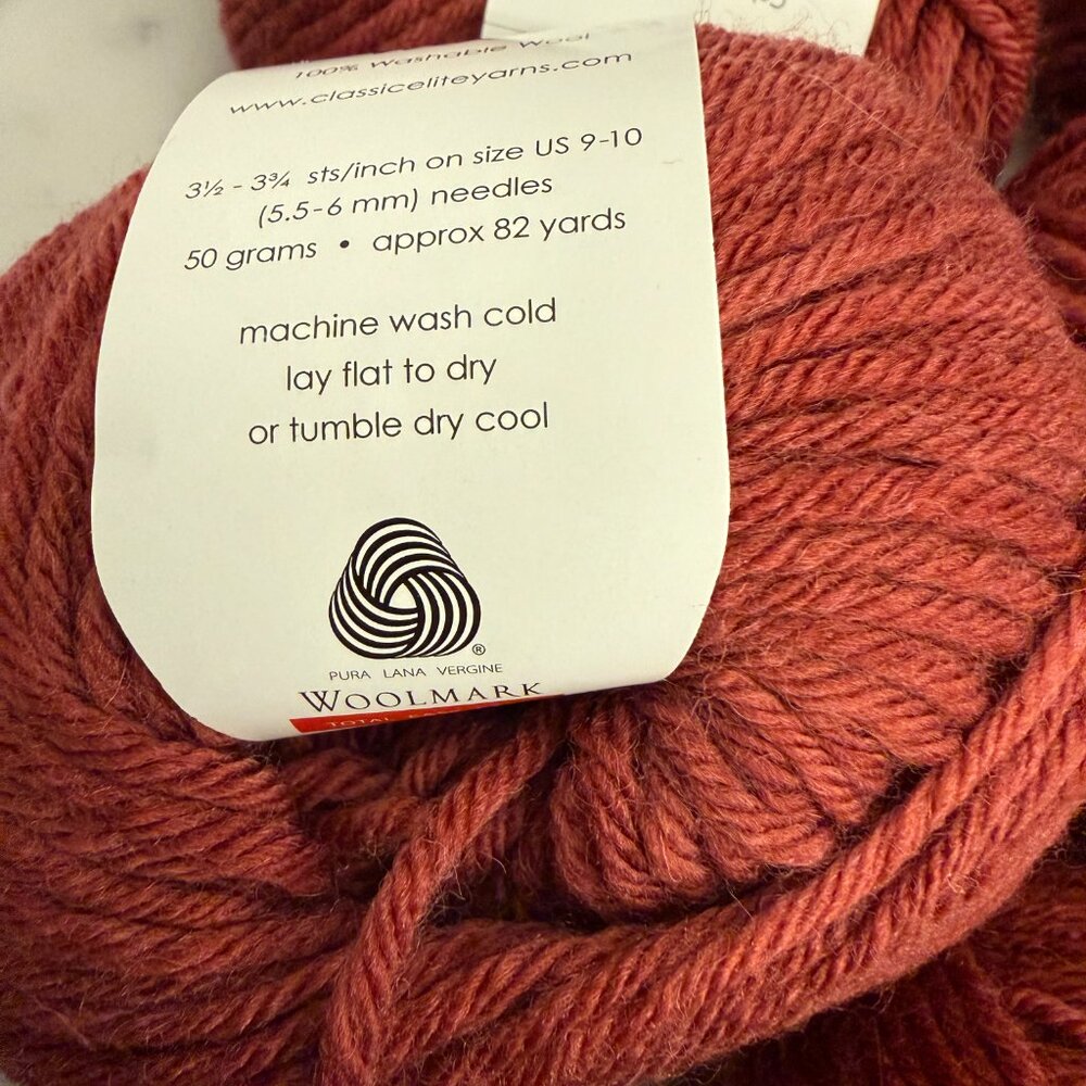 Classic Elite Big Liberty Wool Yarn LOT 14 Color 1027 Carmine DISCONTINUED - Picture 4 of 8